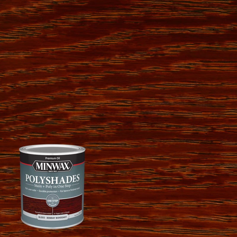 Minwax PolyShades Wood Stain + Polyurethane Finish â€“ Quart, Bombay Mahogany, Gloss - Image 2