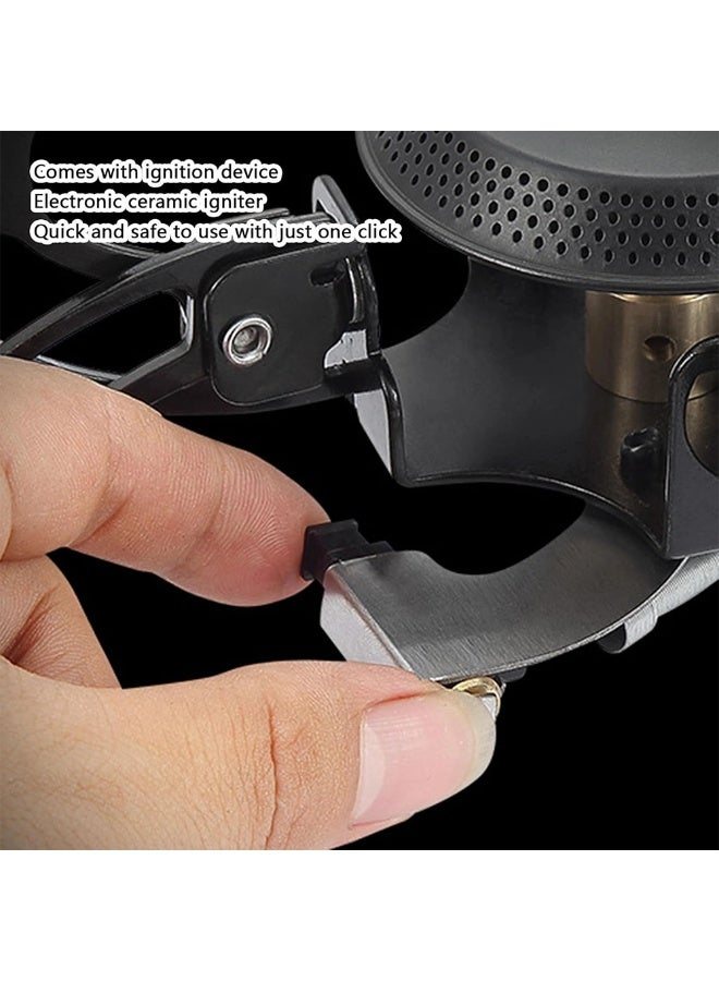 Toby's New Alloy Portable Picnic Camping Stove Windproof Design Gas Cooking Burner with Piezo Ignition and Carrying Case Foldable Stove for Outdoor Backpacking/Hiking/Picnic/Car - Black, 3800Watts - Stove-03 - Image 5