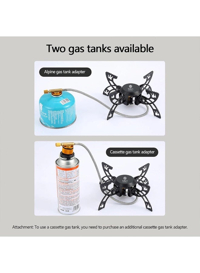 Toby's New Alloy Portable Picnic Camping Stove Windproof Design Gas Cooking Burner with Piezo Ignition and Carrying Case Foldable Stove for Outdoor Backpacking/Hiking/Picnic/Car - Black, 3800Watts - Stove-03 - Image 4