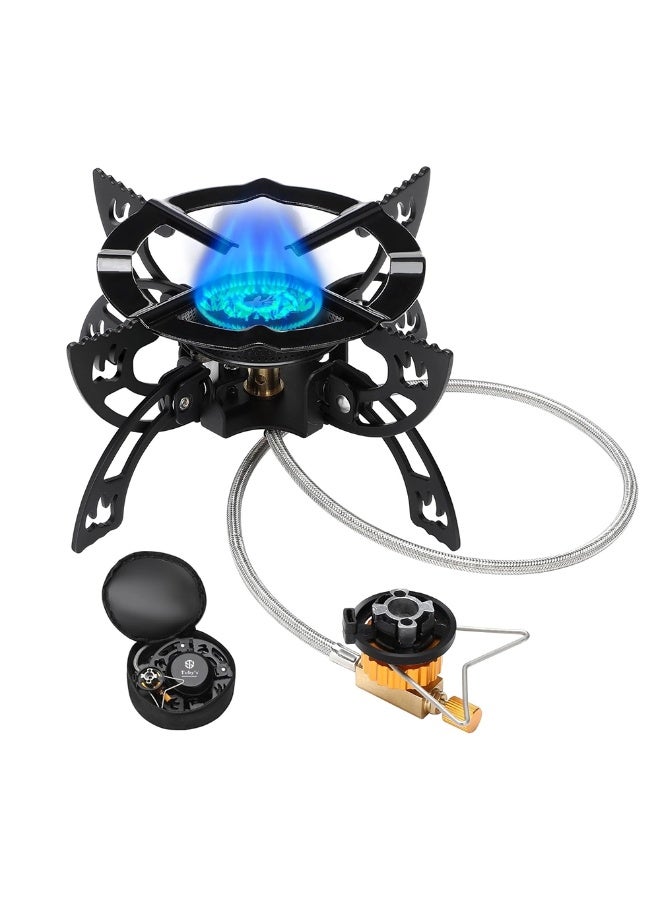 Toby's New Alloy Portable Picnic Camping Stove Windproof Design Gas Cooking Burner with Piezo Ignition and Carrying Case Foldable Stove for Outdoor Backpacking/Hiking/Picnic/Car - Black, 3800Watts - Stove-03 - Image 1