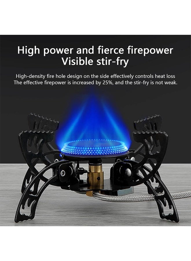 Toby's New Alloy Portable Picnic Camping Stove Windproof Design Gas Cooking Burner with Piezo Ignition and Carrying Case Foldable Stove for Outdoor Backpacking/Hiking/Picnic/Car - Black, 3800Watts - Stove-03 - Image 2