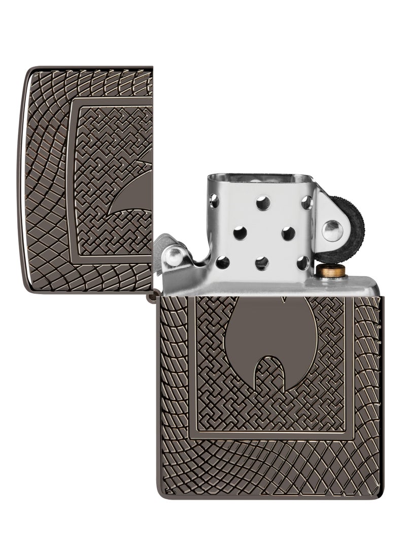 48569 24095 Flame Pattern Design Armor High Polish Black Windproof Lighter