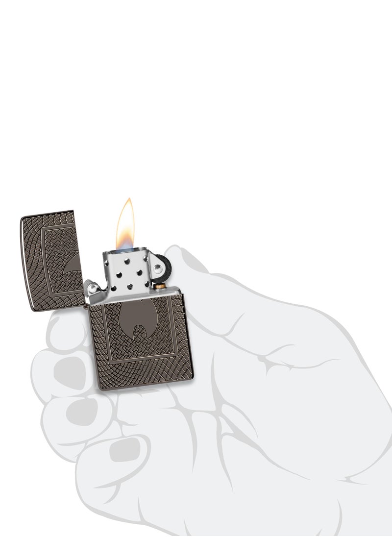 48569 24095 Flame Pattern Design Armor High Polish Black Windproof Lighter