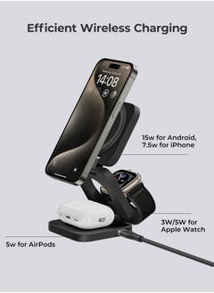 Benks Benks 3-in-1 Foldable Magnetic Wireless Charger Station, 15W All-in-One Fast Charging, for iPhone, Apple Watch, AirPods Magsafe Charger with Variable angle, Compact for Travel (White, W13)  - Image 3