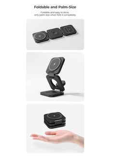Benks Benks 3-in-1 Foldable Magnetic Wireless Charger Station, 15W All-in-One Fast Charging, for iPhone, Apple Watch, AirPods Magsafe Charger with Variable angle, Compact for Travel (White, W13)  - Image 4
