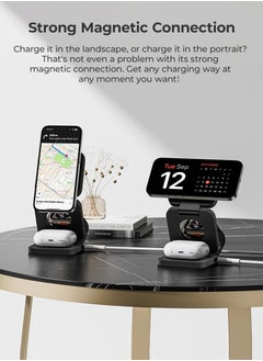 Benks Benks 3-in-1 Foldable Magnetic Wireless Charger Station, 15W All-in-One Fast Charging, for iPhone, Apple Watch, AirPods Magsafe Charger with Variable angle, Compact for Travel (White, W13)  - Image 5