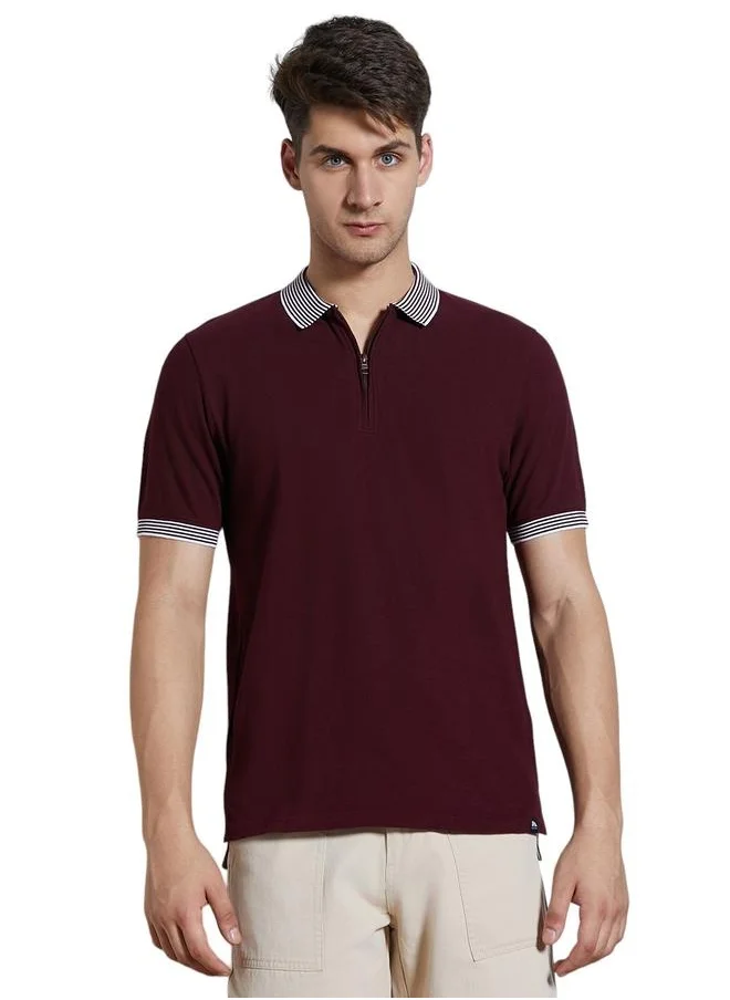 دينيس لينغو Regular Fit Rust Cotton Polo T-Shirt