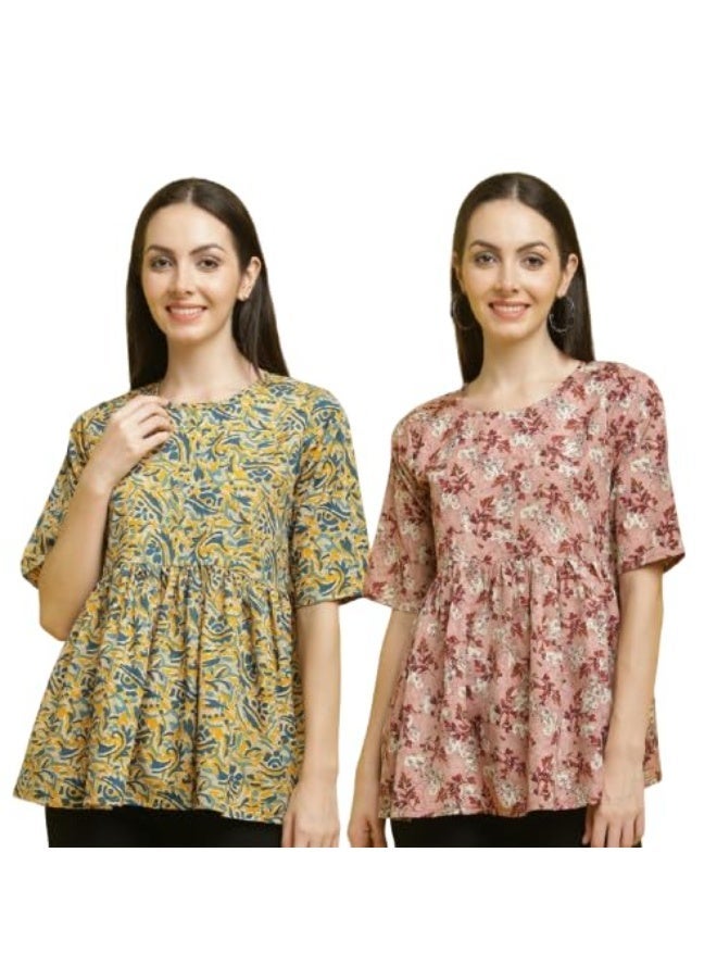Pinkmint store Tunic Top for Women ll Combo Regular Fit ll Casual Wear (Pack of 2) M - Image 1