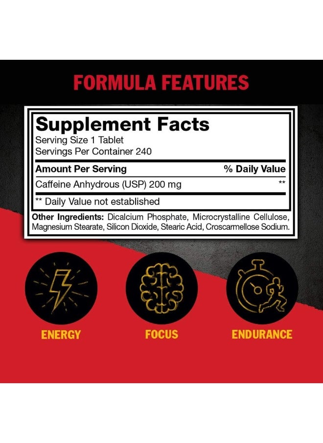 Mutant - Mutant Caffeine Pure and Straightforward Pharmaceutical-Grade Caffeine Pills Helps to Temporarily Restore Mental Alertness or Wakefulness When Fatigued 240 Tablets - Image 1