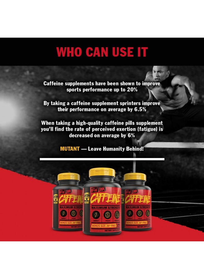 Mutant - Mutant Caffeine Pure and Straightforward Pharmaceutical-Grade Caffeine Pills Helps to Temporarily Restore Mental Alertness or Wakefulness When Fatigued 240 Tablets - Image 1