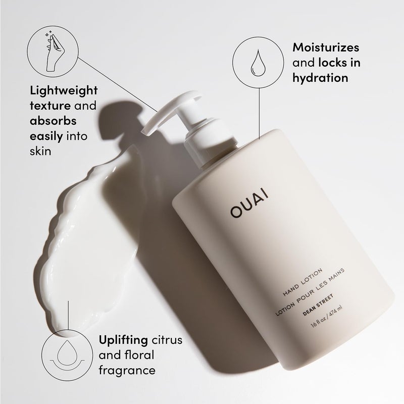 OUAI Hand Wash and Hand Lotion Set, Dean Street Scent - Moisturizes and Exfoliates with Daily Use - Made with Jojoba Esters, Avocado & Rosehip Oils (16 Fl Oz Each) - Image 4