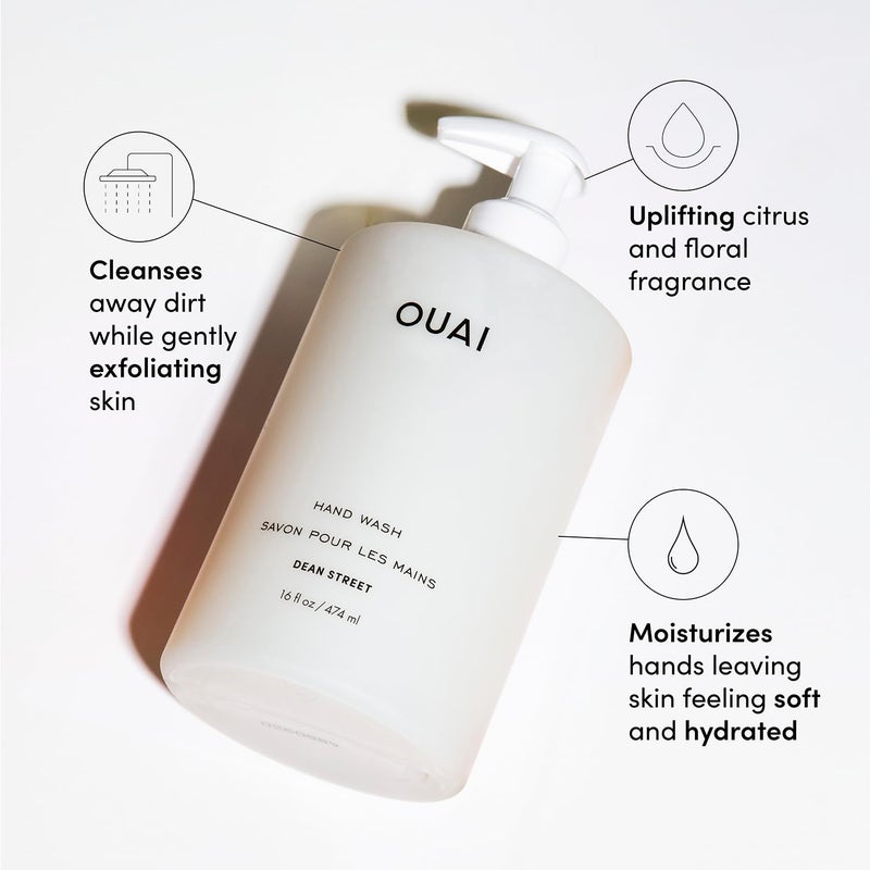 OUAI Hand Wash and Hand Lotion Set, Dean Street Scent - Moisturizes and Exfoliates with Daily Use - Made with Jojoba Esters, Avocado & Rosehip Oils (16 Fl Oz Each) - Image 2