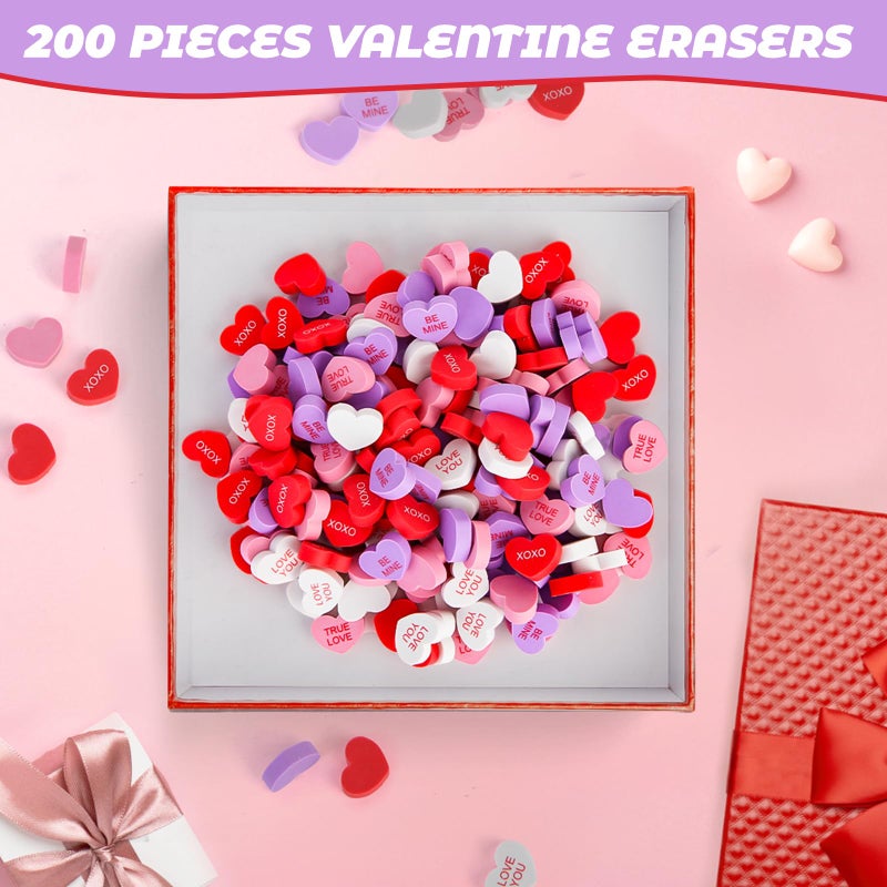 Kolewo4ever 200 Pieces Heart Shape Erasers Valentines Day Erasers Mini Eraser Bulk Love You Eraser Pencil Erasers for Classroom Exchange Gift School Rewards Prizes Party Supply - Image 3