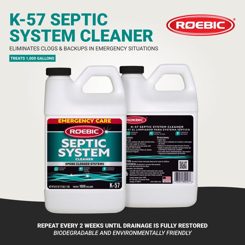 Roebic K-57-H K-57-H-3 Septic System Treatment: 1/2 Gallon, Clears Clogs, Restores Flow, Maintains Septic Systems for Optimal Performance - Image 2