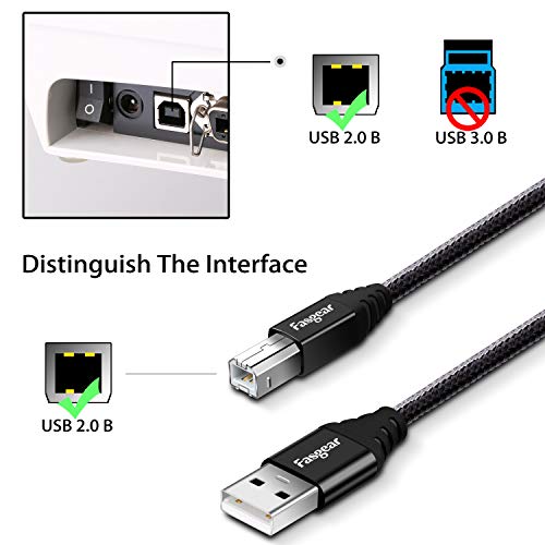 Fasgear USB B 2.0 Printer Cable: USB A to B Scanner Cord USB 2.0 Nylon Braided High-Speed Printer Cable Compatible with HP/Canon/Dell/Brother/Samsung/Lexmark/Epson etc (3ft, Black) - Image 2