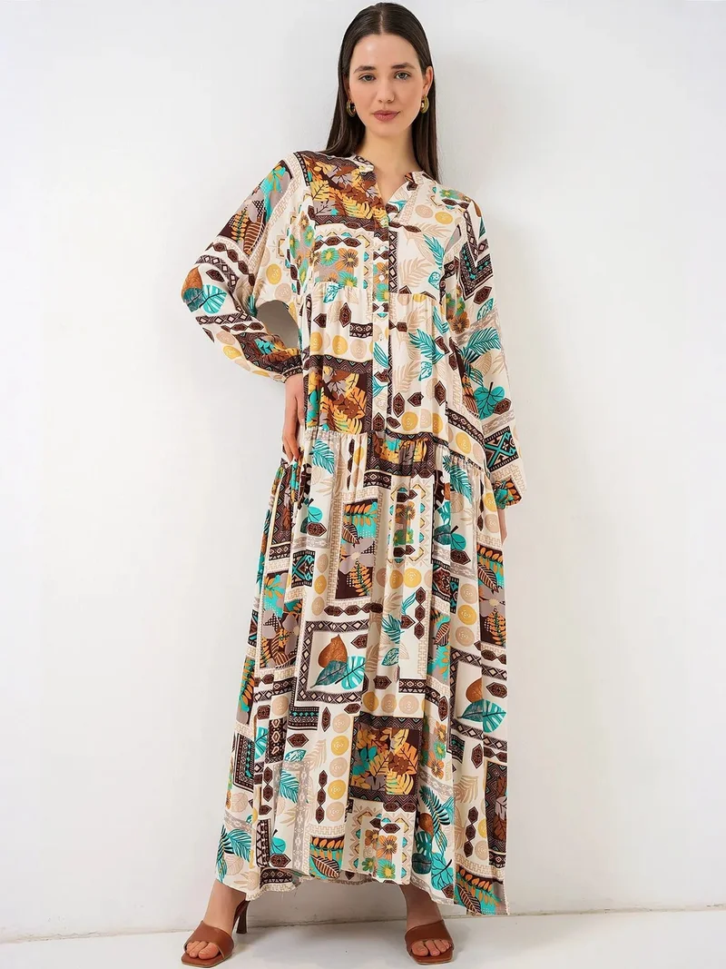 BDART Patterned V-Neck Maxi Dress