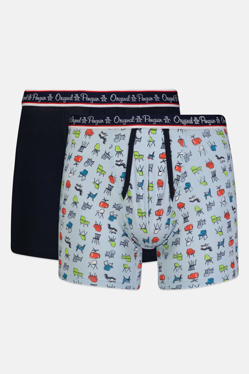 Original Penguin Men 2 Pcs Brand Logo Pull On Boxer Briefs, Multicolor - Image 1
