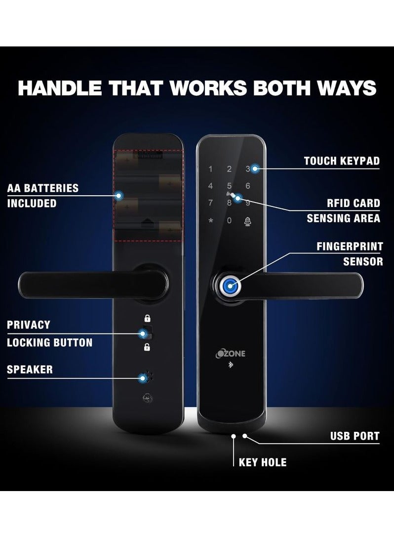 أوزون قفل باب رقمي ذكي من مورفي إيكو للأبواب الخشبية | أبواب معدنية | مع رمز التعريف الشخصي وبطاقة RFID والمفتاح الميكانيكي | تطبيق الهاتف المحمول] تطبيق Ozolife بواسطة Ozone India - Image 2