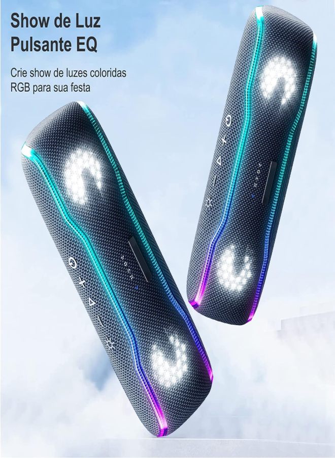 Bluetooth Speaker IPX7 Waterproof Wireless Speaker with Color Flash Super Bass 25W, 24 Hours Playtime 30 Meters Bluetooth Range Pairing (Black) - Image 2