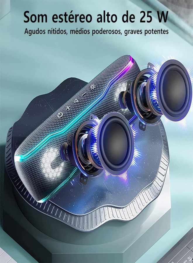 Bluetooth Speaker IPX7 Waterproof Wireless Speaker with Color Flash Super Bass 25W, 24 Hours Playtime 30 Meters Bluetooth Range Pairing (Black) - Image 5