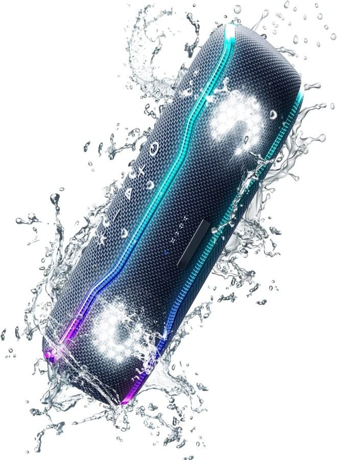 Bluetooth Speaker IPX7 Waterproof Wireless Speaker with Color Flash Super Bass 25W, 24 Hours Playtime 30 Meters Bluetooth Range Pairing (Black) - Image 1