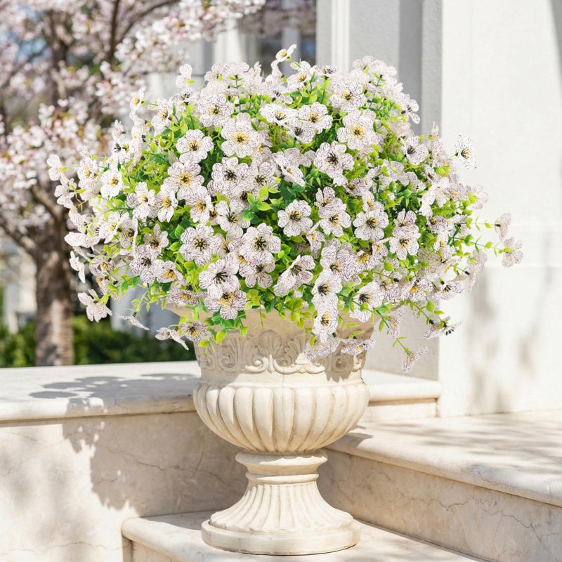ATTGREAT Artificial Flowers Outdoors Faux Plants UV Resistant Fake Flowers Daisy 12 Bundles Plastic Greenery Plnats Outside for Garden Planter Patio Porch Spring Summer Home Home Decor White - Image 2