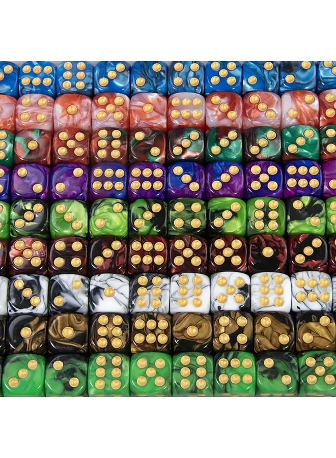 Black And Brown 18 Standard 16mm D6 Dice With Golden Pips Set Includes Bag - Image 4