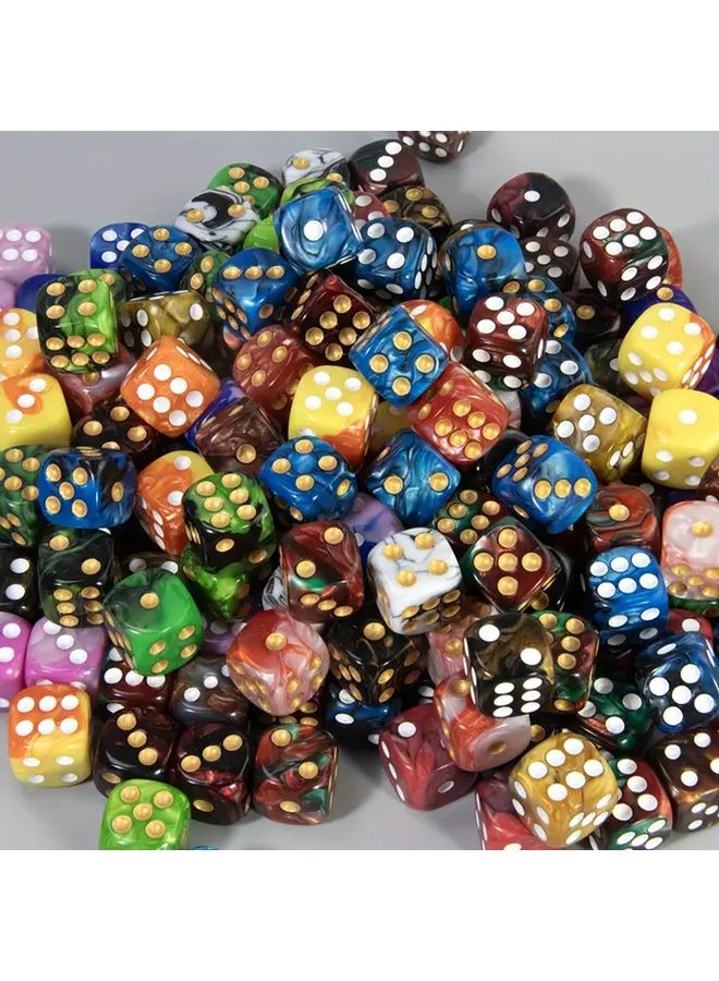 Black And Brown 18 Standard 16mm D6 Dice With Golden Pips Set Includes Bag - Image 3