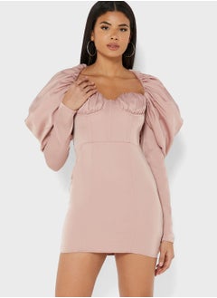 Miss Pap Sweetheart Neck Puff Sleeve Dress  - Image 1