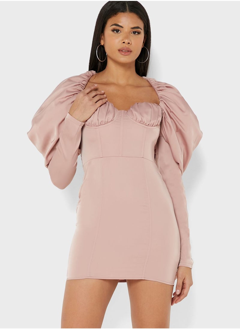 Miss Pap - Sweetheart Neck Puff Sleeve Dress - Image 1
