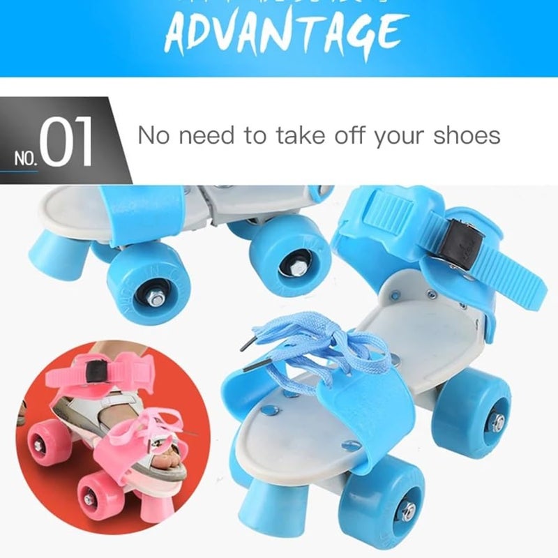 AUTHFORT Roller Skates for Girls Age Group 7-12 Years Adjustable Inline Skating Shoes with School Sport-Multi Colour (Blue NEE PAD) - Image 2