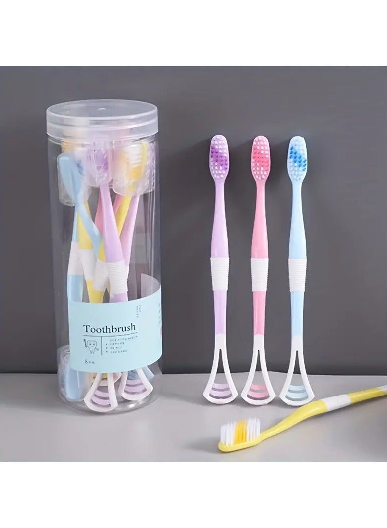 أوريتي 8pcs فرشاة أسنان من الفحم من الخيزران ومكشطة اللسان-العناية بالفم المزدوجة الغرض مع شعيرات ناعمة ومقبض سيليكون - Image 3