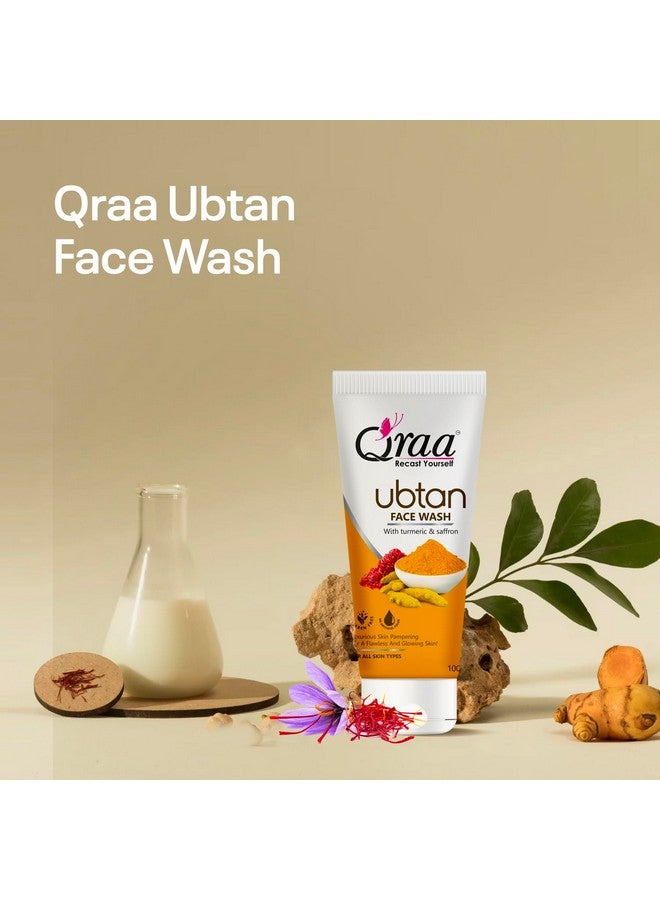 Qraa Ubtan Face Wash For All Skin Type With Turmeric & Saffron For Tan Removal Glow & Radiance Pack Of 2 X 100G - Image 2
