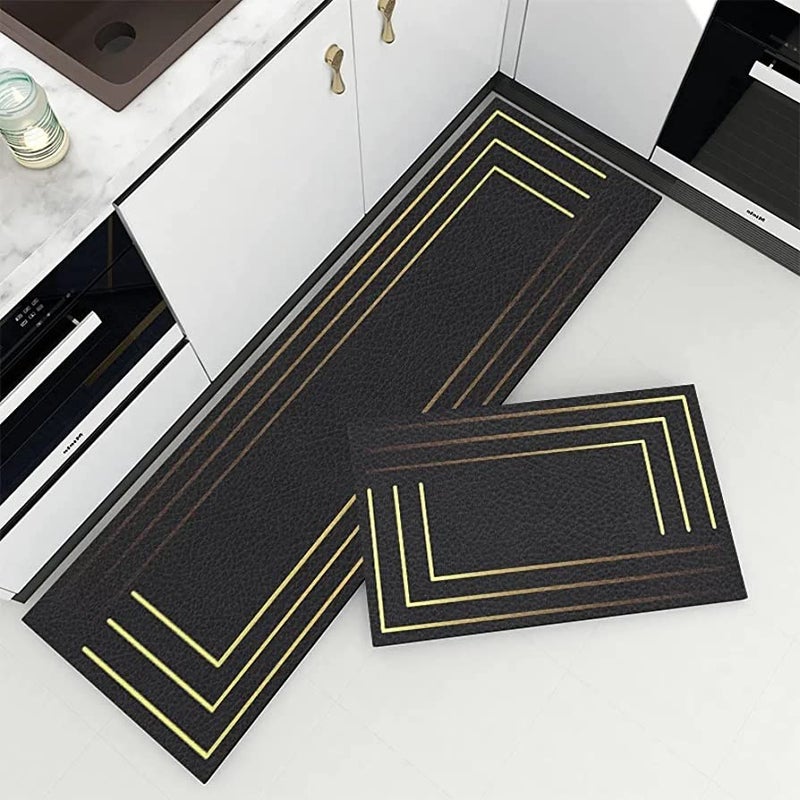 Deoxys 2 Piece Kitchen Rugs and Mats Set NonSlip Rubber Absorbent Kitchen MatsAntiSlip Floor MatsMachine WashableDining Room Entryway and Door Mat Set 120 40 cm 60 40 cm - Image 1