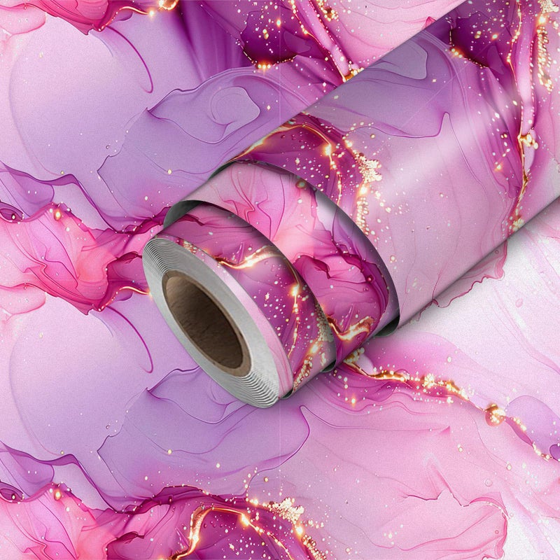 HOMETITUTE Pink Purple Marble Wallpaper Peel and Stick Ink Art Contact Paper Wall Paper Stick 118.1" x 17.7" Self Adhesive Removable Vinyl Wall Covering for Bedroom Vanity Accent Decor - Image 1