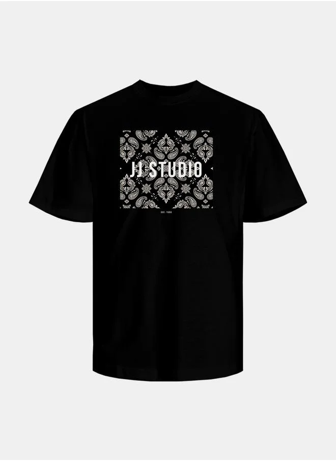 جاك اند جونز Paisley Graphic Print Crew Neck T-Shirt