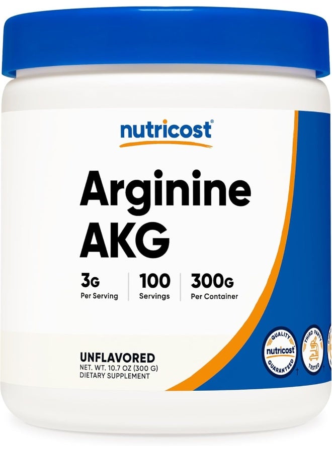 Nutricost مسحوق سيلوسين أرجينين AKG 300 جرام (AAKG) - 3 جرام لكل حصة و 100 حصة - أرجينين ألفا كيتوجلوتارات نقي - Image 1