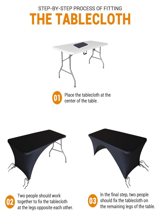 Eurmax USA Spandex Table Cover 6 ft. Fitted 30+ Colors Polyester Tablecloth Stretch Spandex Table Cover-Table Toppers,6 FT Table Cover Open Back (Black,2 Pack) - Image 5