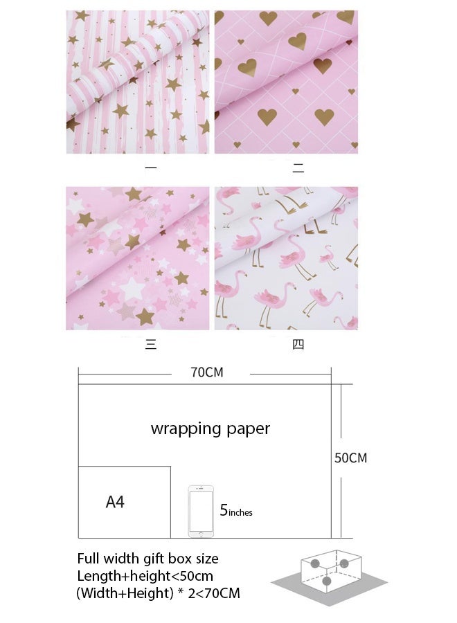 4 Sheets Gift Wrapping Paper With Accessories,Holiday Gift Wrapping Paper,Copperplate paper pink metal gift packaging set wrapping paper,Birthday Gift Box Gift Wrapping DIY, Gift Wrapping Paper for Birthday, Holiday, Wedding, Party,Kids Gift Wrapping (70cmX50cm) - Image 2