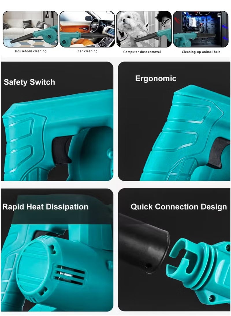 Toshionics 2-in-1 Air Blower and Vacuum Cleaner 21VF Lithium-Ion Battery Handheld Lightweight Leaf Blower Dual Function for Blowing & Suction High-Speed 20500 RPM Motor 130 MPH Air Velocity Industrial-Grade Power Tool for Garden Garage Car Drying Quick Cleaning with Dust Bag & Charging Adapter Multicolor 1.2kg Rechargeable 500W - Image 2