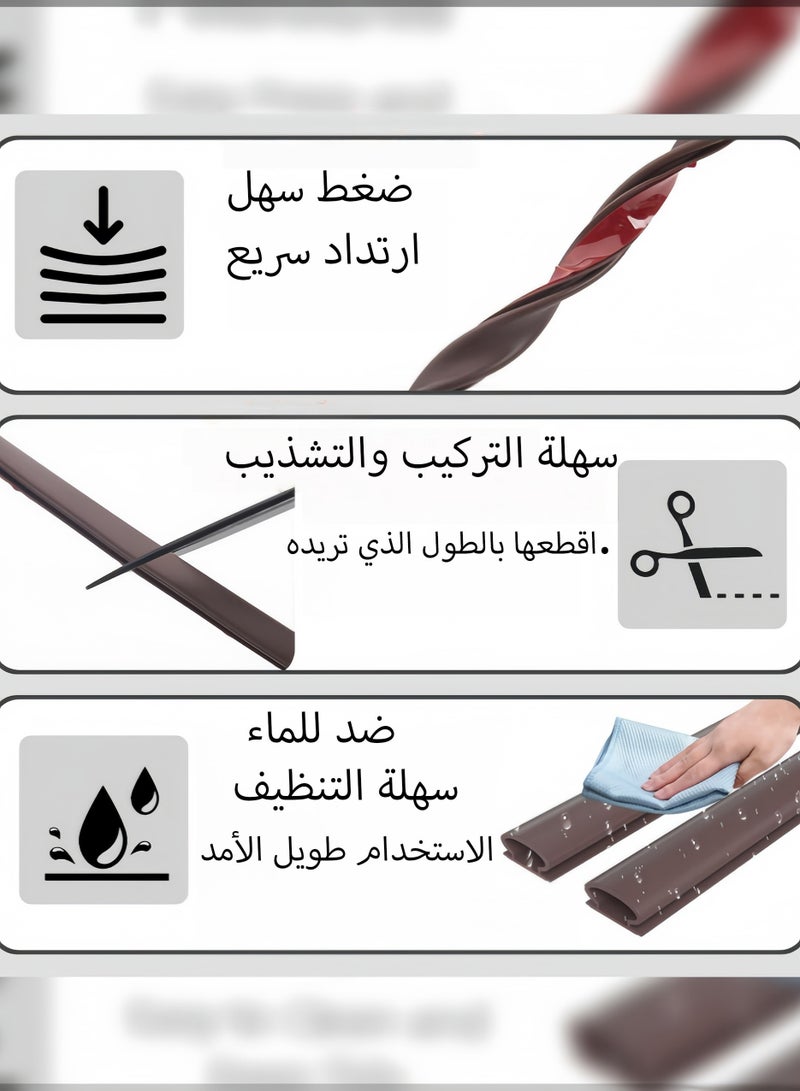 شريط مانع تسرب الأبواب الأمنية 10 متر/لفة، شريط مقاوم للتآكل ومقاوم للعوامل الجوية، ذاتي اللصق، عازل للصوت ومضاد للتصادم، عازل للصوت والماء، مقاوم للحشرات والغبار والرياح  - Image 4
