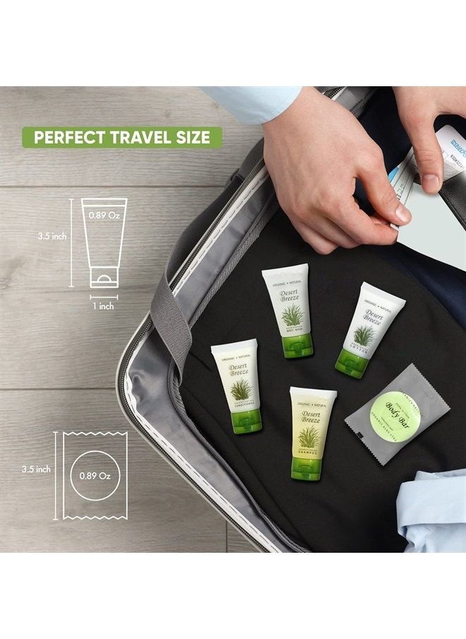 1-Shoppe All-in-Kit Desert Breeze Hotel Soaps and Toiletries Bulk Set | 1-Shoppe All-In-Kit Amenities for Hotels | 1oz Hotel Shampoo & Conditioner, Body Wash, Body Lotion & Bar Soap | Travel Size Toiletries 300 Pieces 