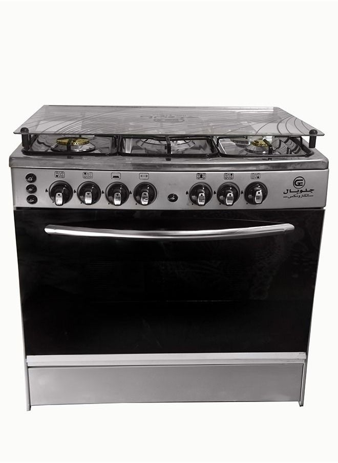 GLOBAL Freestanding Gas Cooker - 5 Burners Silver sides Stailess Steel Top With Brass Burner And Van - 60*80 Cm  - Image 2