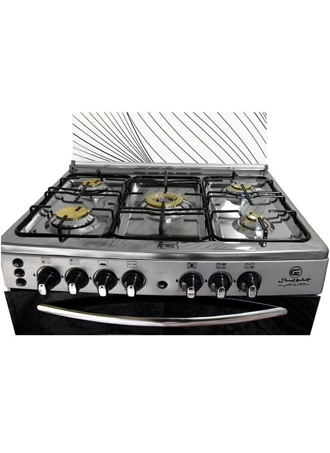 GLOBAL Freestanding Gas Cooker - 5 Burners Silver sides Stailess Steel Top With Brass Burner And Van - 60*80 Cm  - Image 3