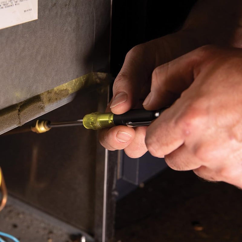 Klein Tools 32613 Multi-Bit Screwdriver, Precision HVAC 3-in-1 Pocket Screwdriver with Phillips, Slotted and Schrader Bits - Image 4