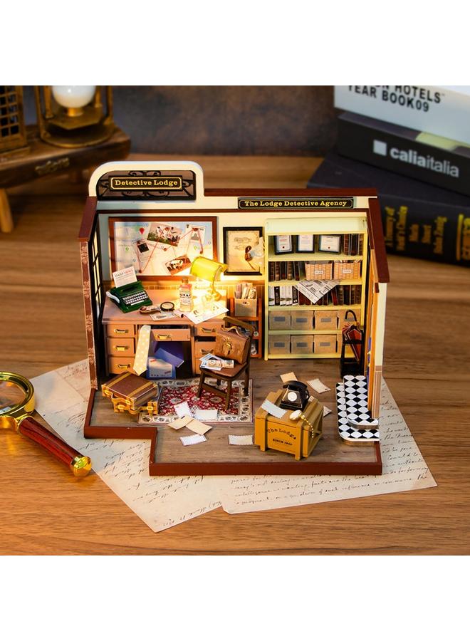 الأزرق جي دبليو Hongda Diy House Magic Detective Agency 3D مشهد تجميع ثلاثي الأبعاد نموذج معماري للبالغين لعبة تخفيف الضغط هدية - Image 2