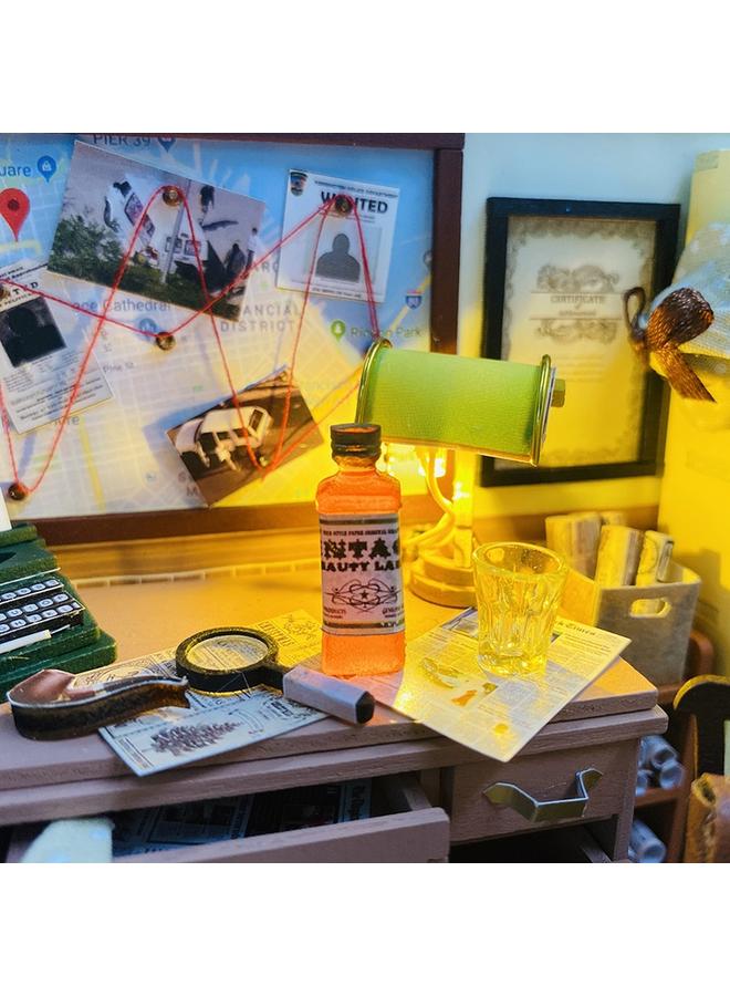 الأزرق جي دبليو Hongda Diy House Magic Detective Agency 3D مشهد تجميع ثلاثي الأبعاد نموذج معماري للبالغين لعبة تخفيف الضغط هدية - Image 3