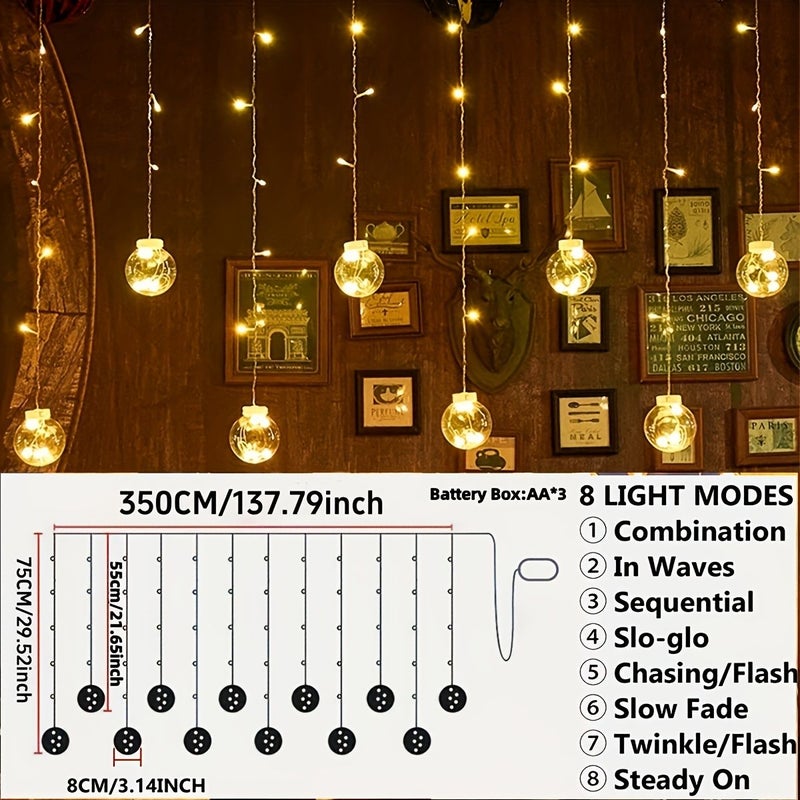 Warm Light 8 Mode USB Powered Spherical String Lights Touch Control for Home Decoration Parties Weddings Bedroom Wall Decor Elegant Lighting - Image 3