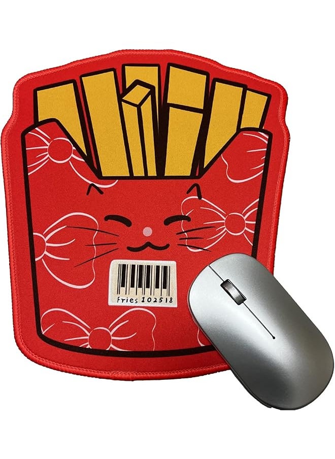 erorex - Cat Mouse Pad，Anime French Fries Funny Mousepad Gaming Kitten Special Custom Mouse Mat Décor Accessories With Stitched Edge Smooth Rubber Base For Computer Laptop For Home Office Working - Image 1