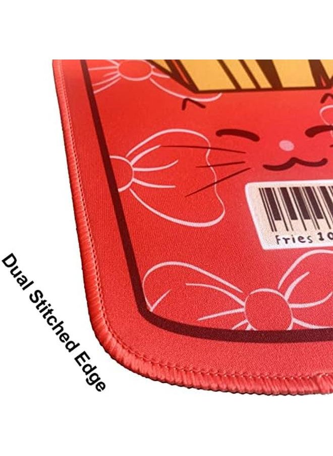 erorex - Cat Mouse Pad，Anime French Fries Funny Mousepad Gaming Kitten Special Custom Mouse Mat Décor Accessories With Stitched Edge Smooth Rubber Base For Computer Laptop For Home Office Working - Image 1